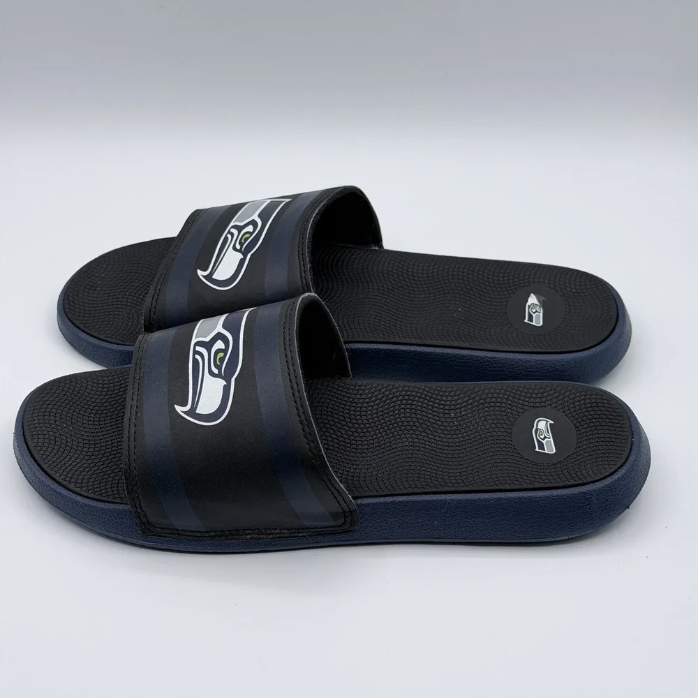 Seattle Seahawks NFL Mens FOCO Slide Sandals Training Camp Gel Slides Sz L 11-12